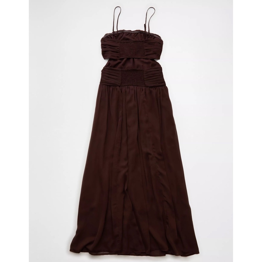 American Eagle Brown Smocked Shirred Tube Top Maxi Dress Size M New With Tags - Picture 2 of 8